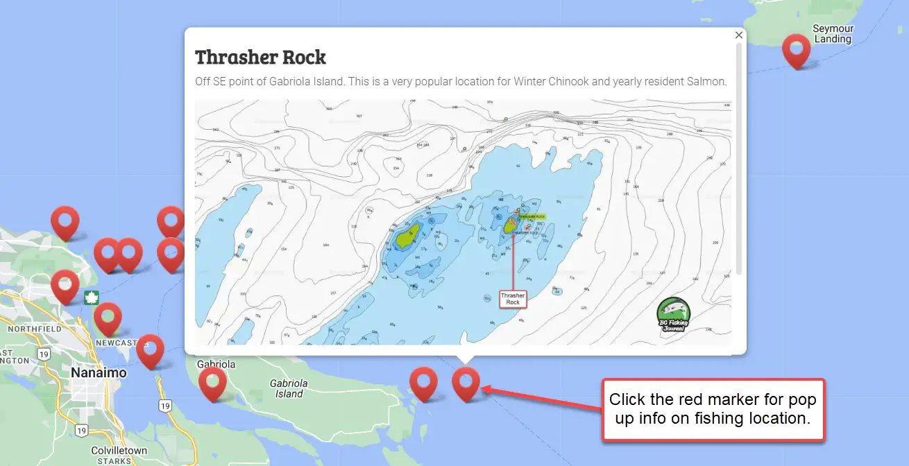 Map fishing location instructions