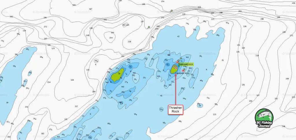 Thrasher Rock Location and Depths