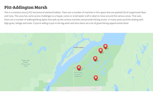 Pitt Marsh Bass Fishing Map