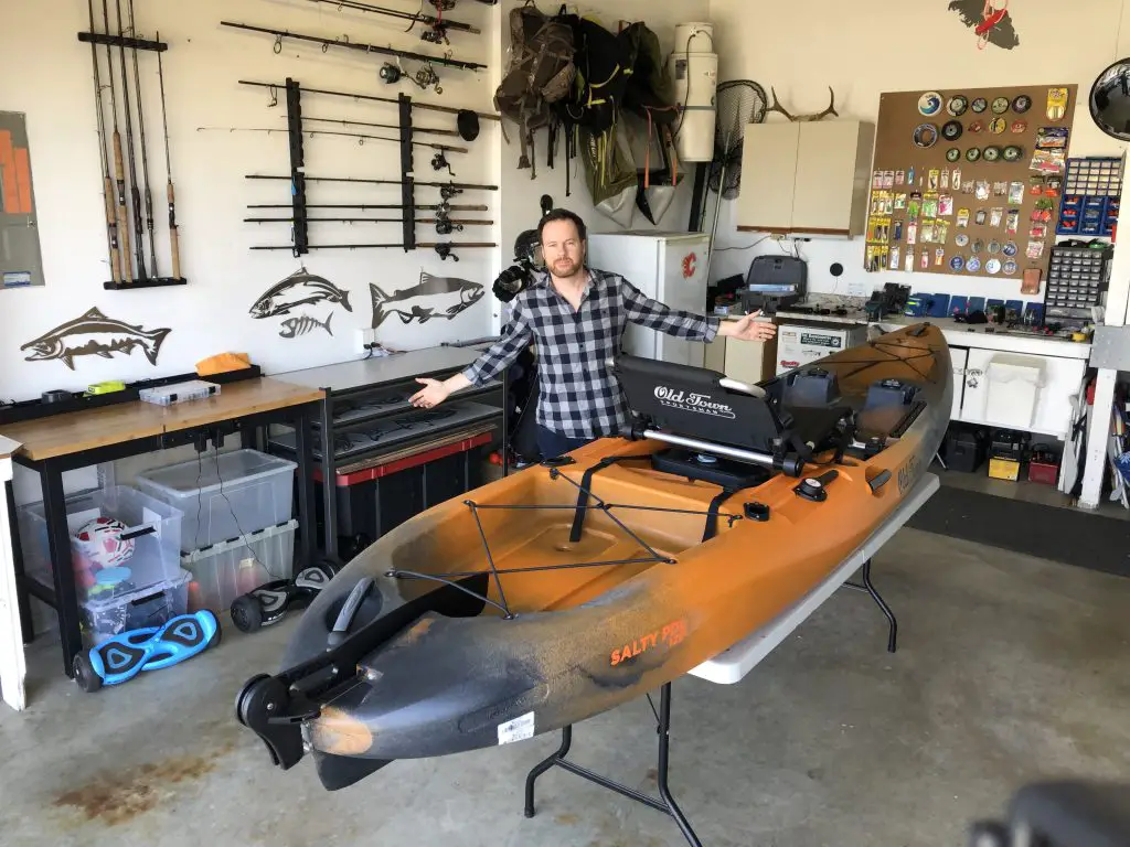 Kayak in garage