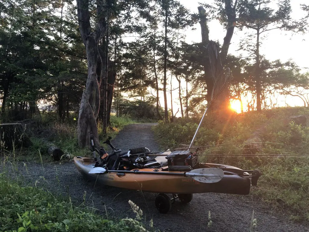 kayak setup on cart