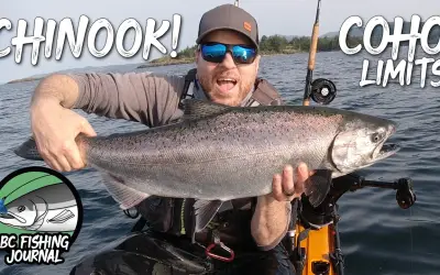 Evening Salmon bite trolling a Spoon near Structure