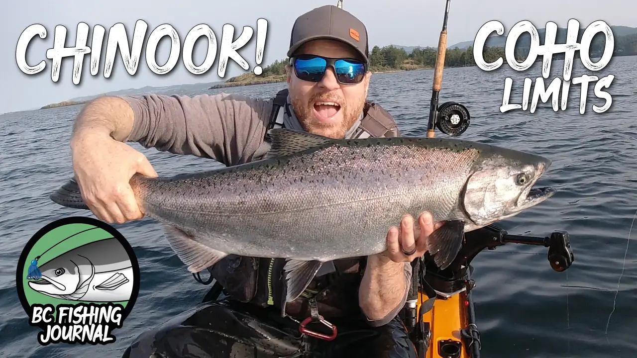 Evening Salmon bite trolling a Spoon near Structure